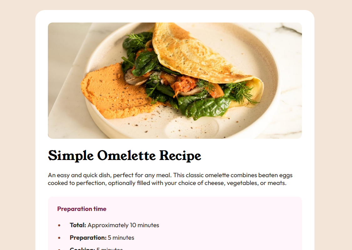 Recipe page